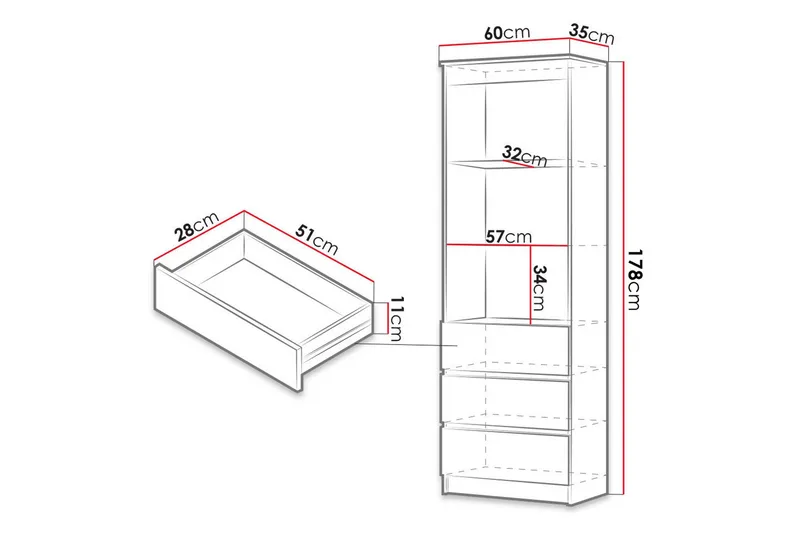 Office Bokhylla 35 cm i Målat Trä - Vit - Förvaring - Hylla - Bokhylla