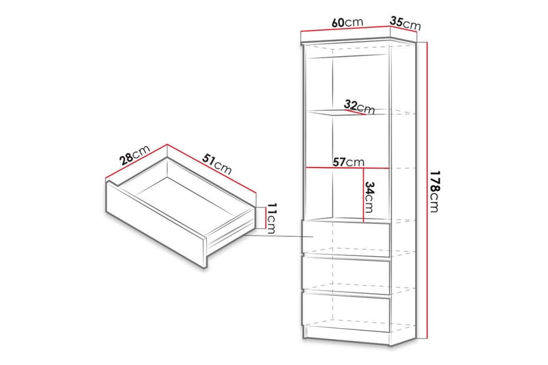 Office Hylla 60x35x180 cm - Vit - Förvaring - Hylla - Bokhylla