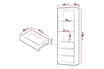 Office Hylla 60x35x180 cm - Vit - Förvaring - Hylla - Bokhylla
