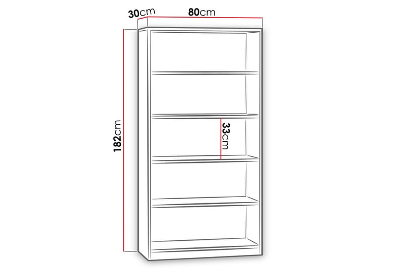 Office Hylla 80x30x182 cm - Ek - Förvaring - Hylla - Bokhylla