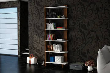 Ordelle Bokhylla 47 cm i Valnöt - Vit - Förvaring - Hylla - Bokhylla