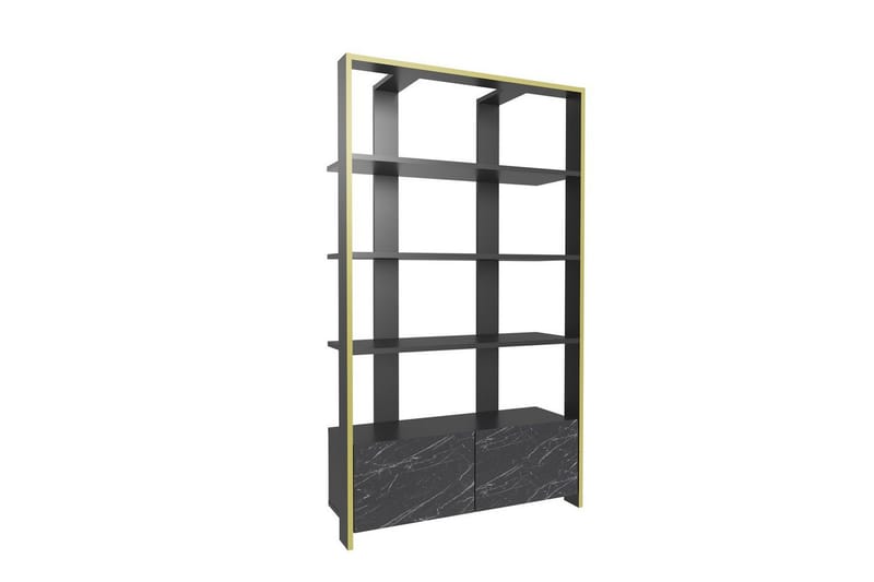 Bokhylla Ossin Svart / Marmor - Svart / Marmor - Förvaring - Hylla - Bokhylla