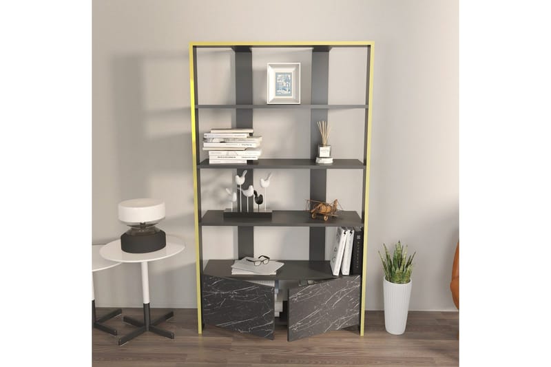 Bokhylla Ossin Svart / Marmor - Svart / Marmor - Förvaring - Hylla - Bokhylla