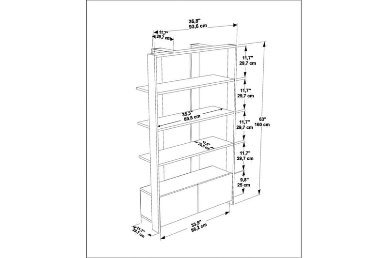 Bokhylla Ossin Svart / Marmor - Svart / Marmor - Förvaring - Hylla - Bokhylla