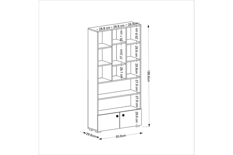 Penguen Bokhylla 93,6x29,6 cm Antracit - Hanah Home - Bokhylla