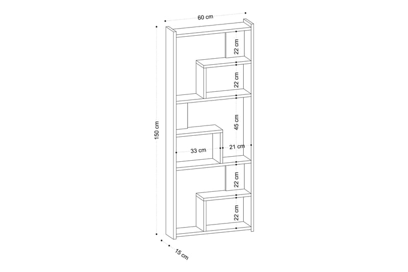 Prins Bokhylla 60x15 cm Vit - Hanah Home - Bokhylla