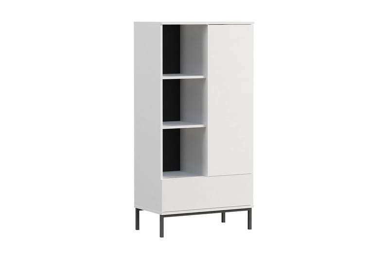 Querty Bokhylla 70x140x41 cm - Vit/Svart - Förvaring - Hylla - Bokhylla