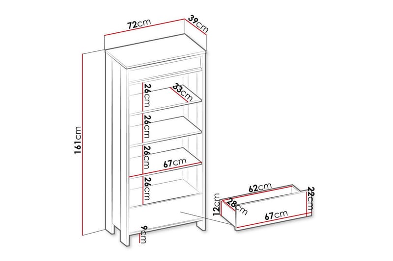 Rathmore Bokhylla 72x39 cm - Svart - Förvaring - Hylla - Bokhylla