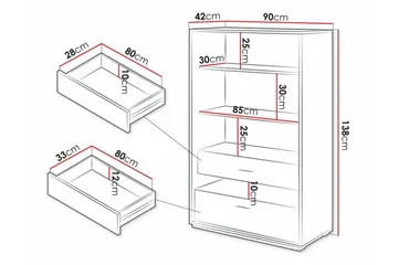 Rathmore Bokhylla 90 cm i Ek - Svart - Förvaring - Hylla - Bokhylla