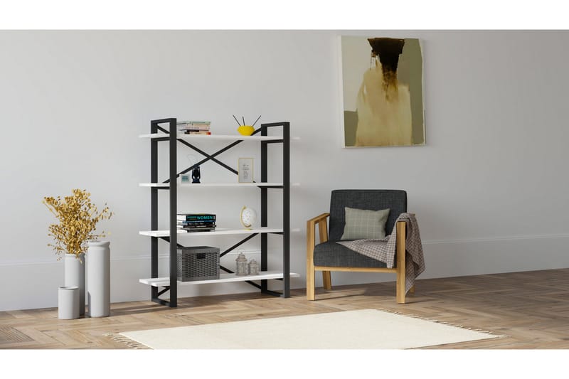 Rinorea Bokhylla 106x120 cm - Vit - Förvaring - Hylla - Bokhylla