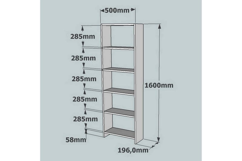 Rinorea Bokhylla 160x50 cm - Brun - Förvaring - Hylla - Bokhylla