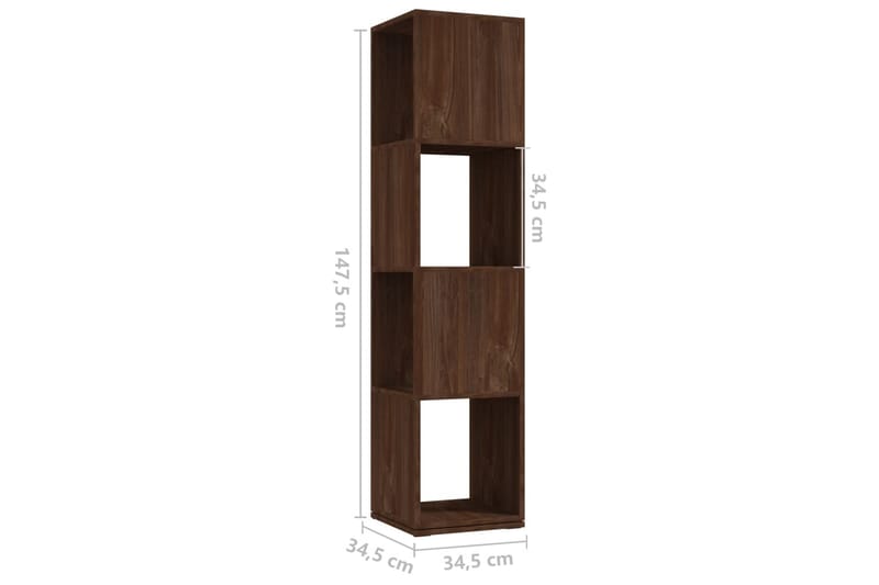 Roterande hylla brun ek 34,5x34,5x147,5 cm spånskiva - Brun - Förvaring - Hylla - Bokhylla
