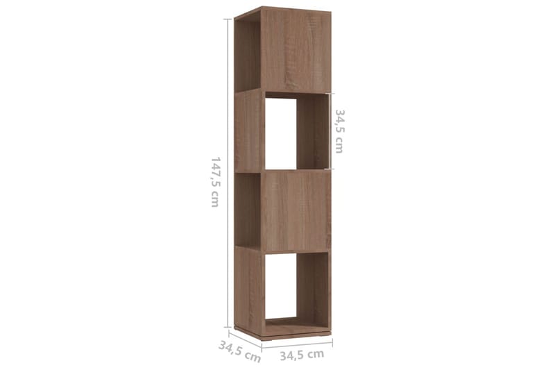 Roterande hylla sonoma-ek 34,5x34,5x147,5 cm spånskiva - Ek - Förvaring - Hylla - Bokhylla