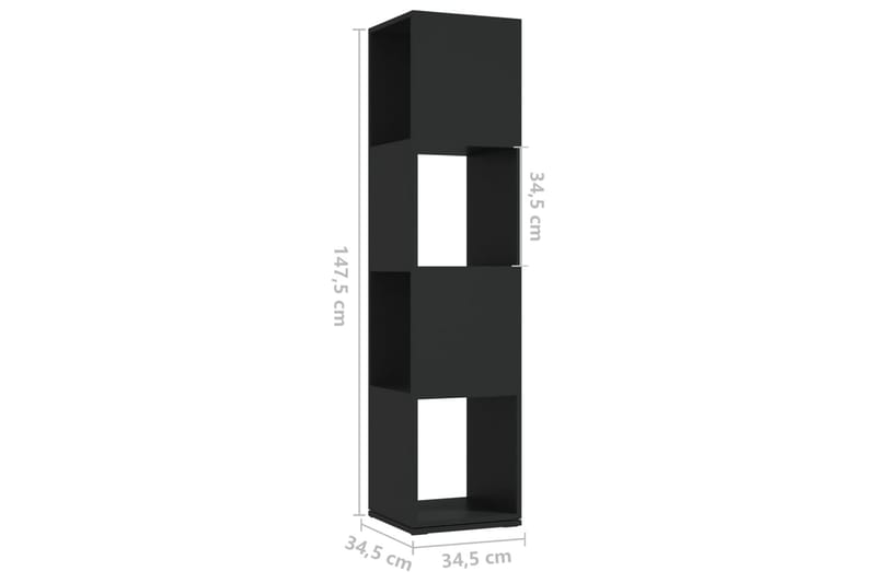 Roterande hylla svart 34,5x34,5x147,5 cm spånskiva - Svart - Bokhylla
