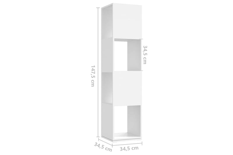 Roterande hylla vit 34,5x34,5x147,5 cm spånskiva - Vit - Förvaring - Hylla - Bokhylla