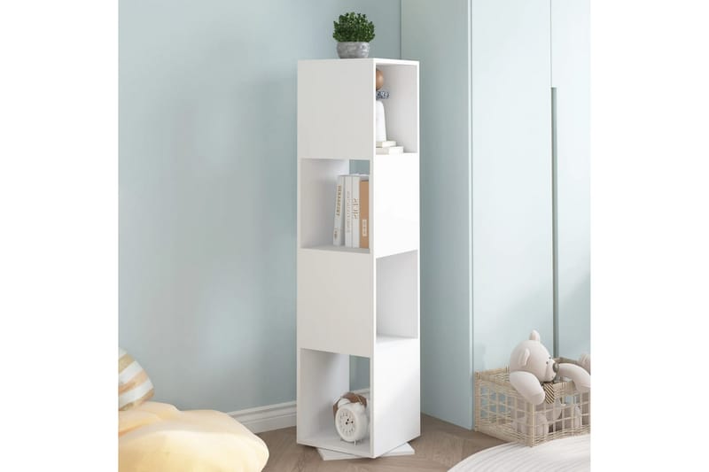 Roterande hylla vit 34,5x34,5x147,5 cm spånskiva - Vit - Förvaring - Hylla - Bokhylla