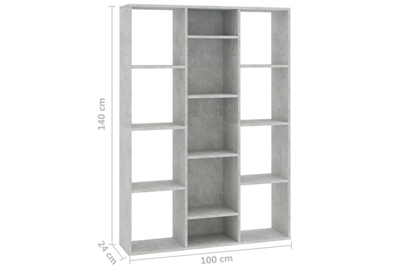 Rumsavdelare/bokhylla betonggrå 100x24x140 cm spånskiva - Grå - Förvaring - Hylla - Bokhylla