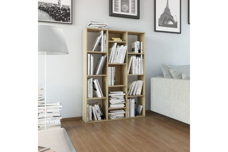 Rumsavdelare/bokhylla sonoma-ek 100x24x140 cm spånskiva - Brun - Förvaring - Hylla - Bokhylla