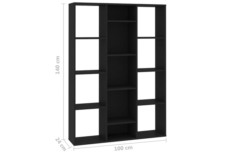 Rumsavdelare/bokhylla svart 100x24x140 cm spånskiva - Svart - Förvaring - Hylla - Bokhylla