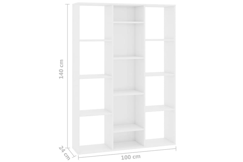Rumsavdelare/bokhylla vit högglans 100x24x140 cm spånskiva - Vit - Förvaring - Hylla - Bokhylla