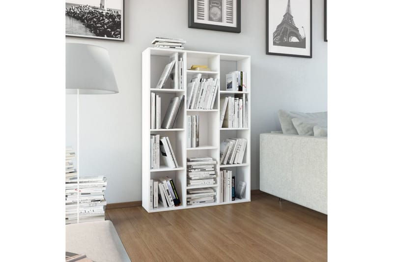 Rumsavdelare/bokhylla vit högglans 100x24x140 cm spånskiva - Vit - Förvaring - Hylla - Bokhylla