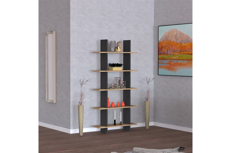 Sagallos Bokhylla 80x20 cm 5 Hyllor - Blå/Antracit - Förvaring - Hylla - Bokhylla
