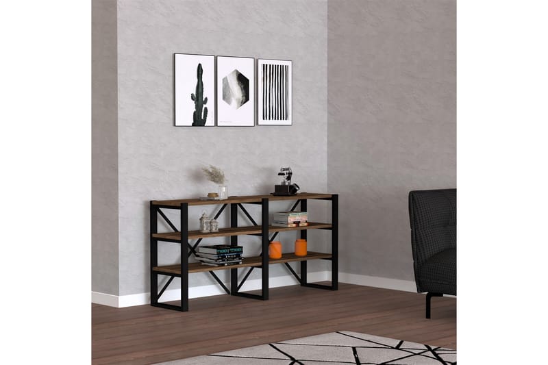 Sarikaya Bokhylla 133x32 cm 6 Hyllor - Mörkbrun/Svart - Förvaring - Hylla - Bokhylla