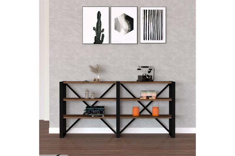 Sarikaya Bokhylla 133x32 cm 6 Hyllor - Mörkbrun/Svart - Förvaring - Hylla - Bokhylla
