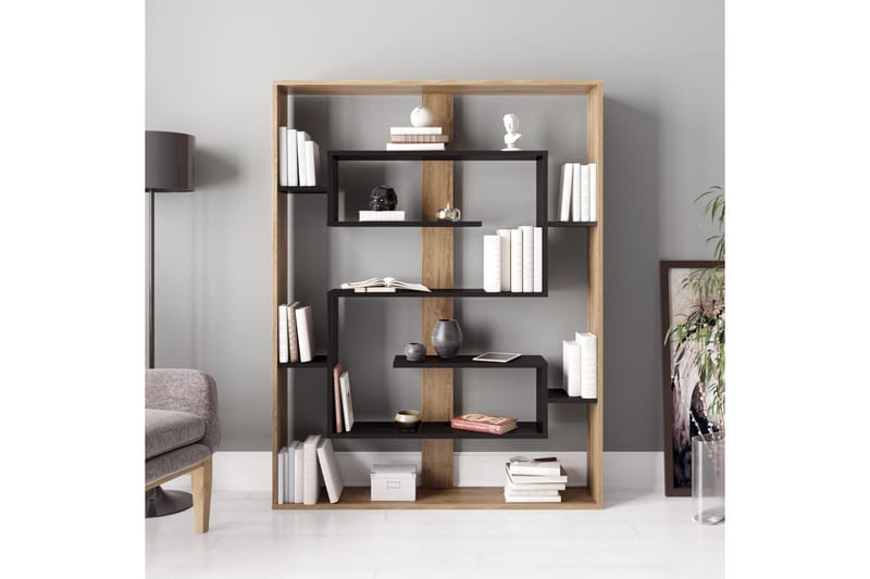 Schmand Bokhylla 120 cm - Svart|Ek - Förvaring - Hylla - Bokhylla