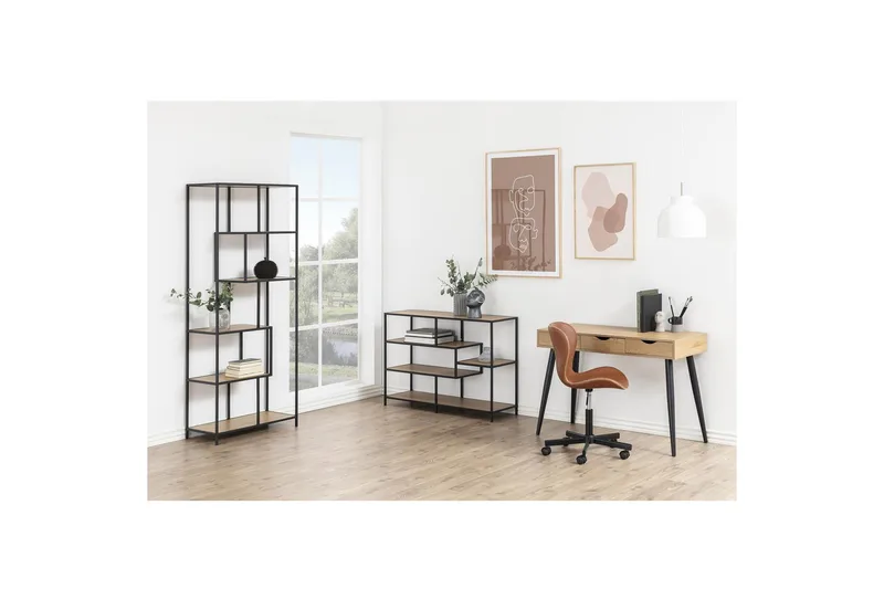 Seaford Hylla 77x35x185 cm Ek/Svart, undefined