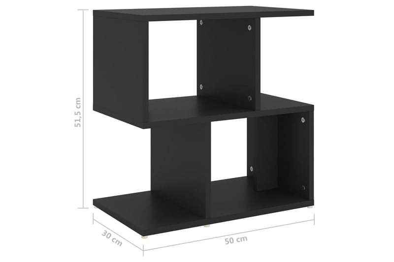 Sidoskåp svart 50x30x51,5 cm spånskiva - Svart - Förvaring - Hylla - Bokhylla