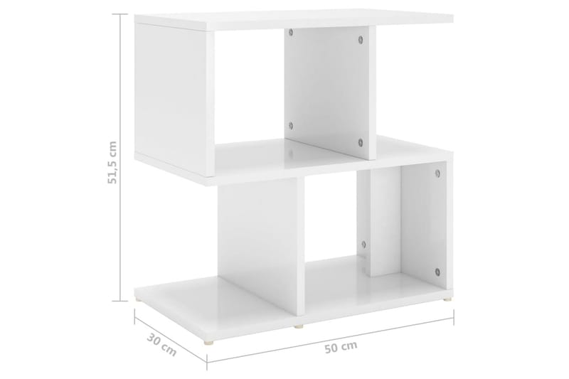 Sidoskåp Vit högglans 50x30x51,5 cm spånskiva - Vit högglans - Förvaring - Hylla - Bokhylla