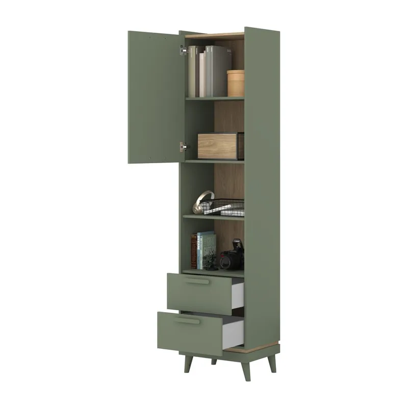 Bokhylla Skandinavisk 1 Dörr 2 Lådor - Förvaring - Hylla - Bokhylla