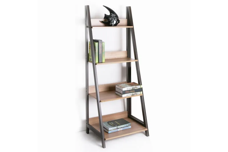 Step Bokhylla 48 cm i Trä med Metallram - Ljusbrun - Förvaring - Hylla - Bokhylla