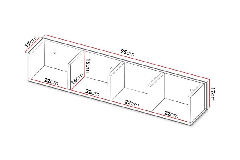 Strathy Bokhylla 95x17 cm - Vit - Förvaring - Hylla - Bokhylla