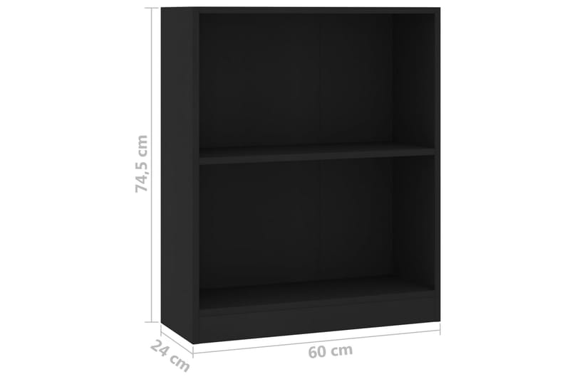 Bokhylla svart 60x24x74,5 cm spånskiva - Svart - Bokhylla