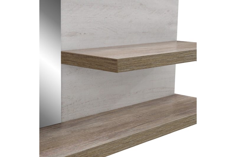 Talebi Vägghylla med Spegel 25x213 cm - Brun/Vit - Förvaring - Hylla - Vägghylla