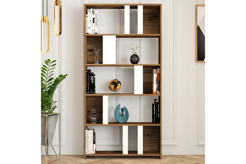 Timiza Bokhylla 90 cm med 5 Hyllor i Valnöt - Valnötsbrun - Förvaring - Hylla - Bokhylla
