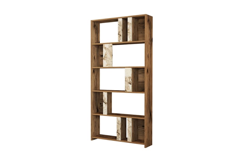 Timiza Bokhylla 90x20 cm 5 Hyllor, Mörkbrun/Vit