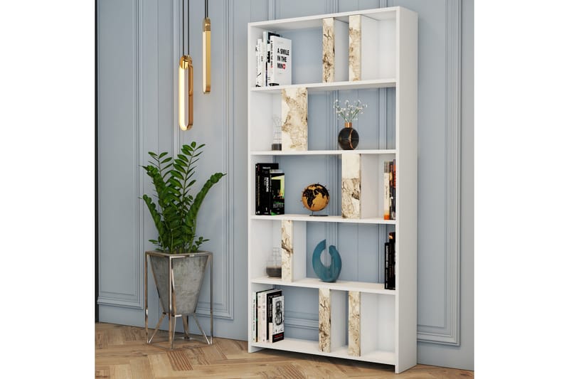 Timiza Bokhylla 90x20 cm 5 Hyllor - Vit - Förvaring - Hylla - Bokhylla