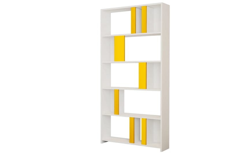 Timiza Bokhylla 90x20 cm 5 Hyllor - Vit/Gul - Förvaring - Hylla - Bokhylla