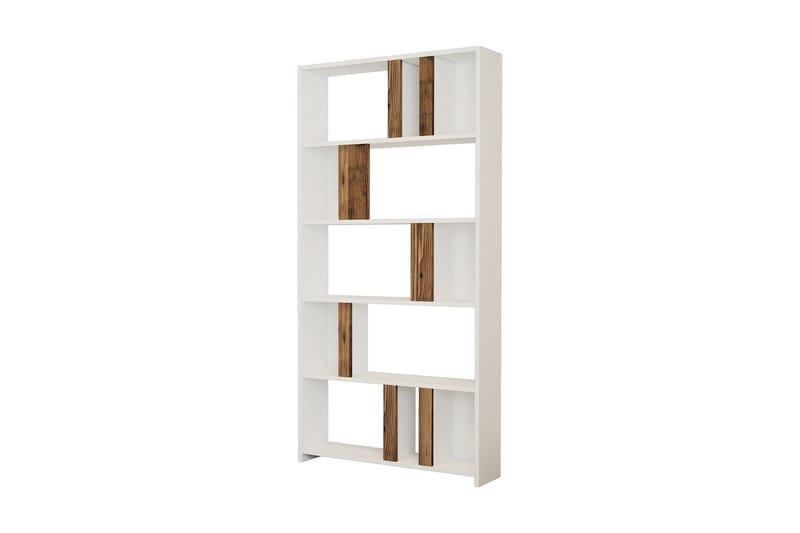 Timiza Bokhylla 90x20 cm 5 Hyllor - Vit/Mörkbrun - Förvaring - Hylla - Bokhylla