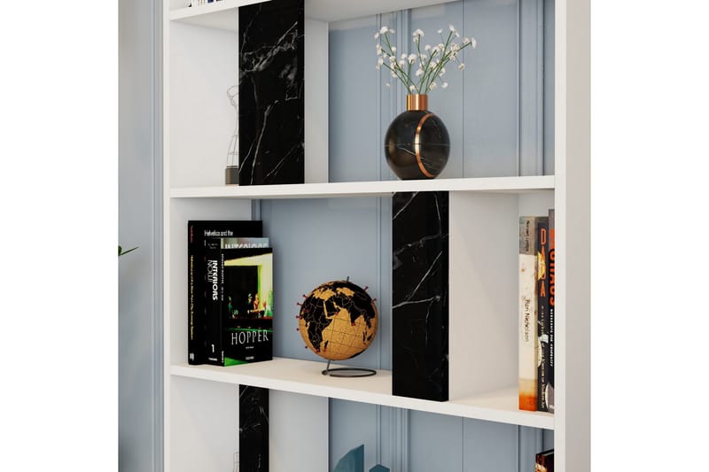 Timiza Bokhylla 90x20 cm 5 Hyllor - Vit/Svart - Förvaring - Hylla - Bokhylla