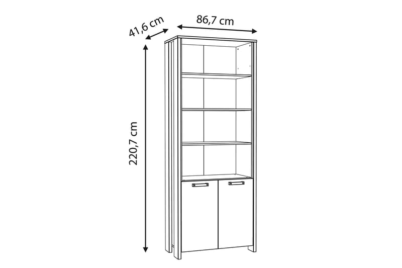 Torelles Bokhylla 87x220 cm - Brun/Grå - Förvaring - Hylla - Bokhylla