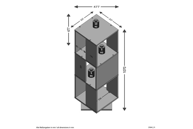 Tower Bokhylla 34 cm Vridbar - Grå - Bokhylla