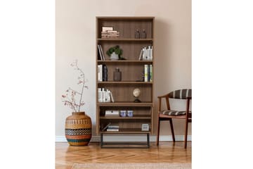 Vernavola Bokhylla 80x36 cm 3 Hyllor - Mörkbrun/Svart - Förvaring - Hylla - Bokhylla