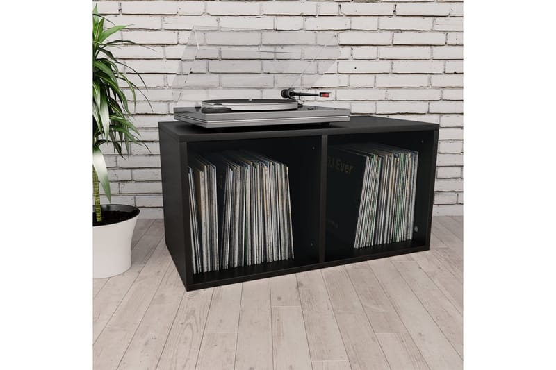 Vinylhylla svart 71x34x36 cm spånskiva - Svart - Förvaring - Hylla - Bokhylla