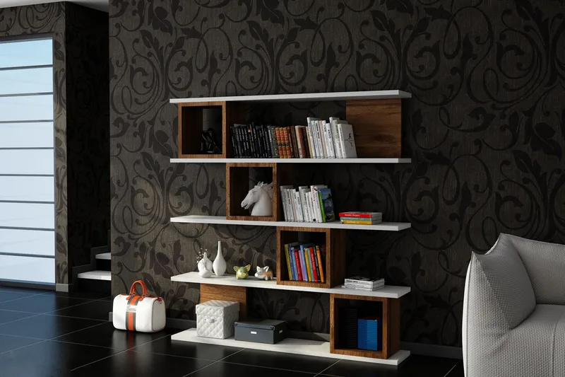 Windlar Vägghylla - Valnöt/Vit - Förvaring - Hylla - Bokhylla