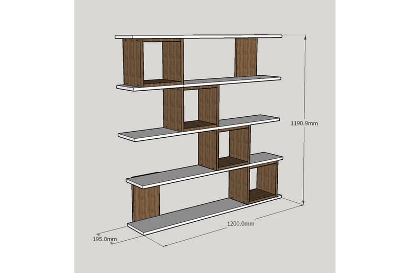 Windlar Vägghylla - Valnöt/Vit - Förvaring - Hylla - Bokhylla