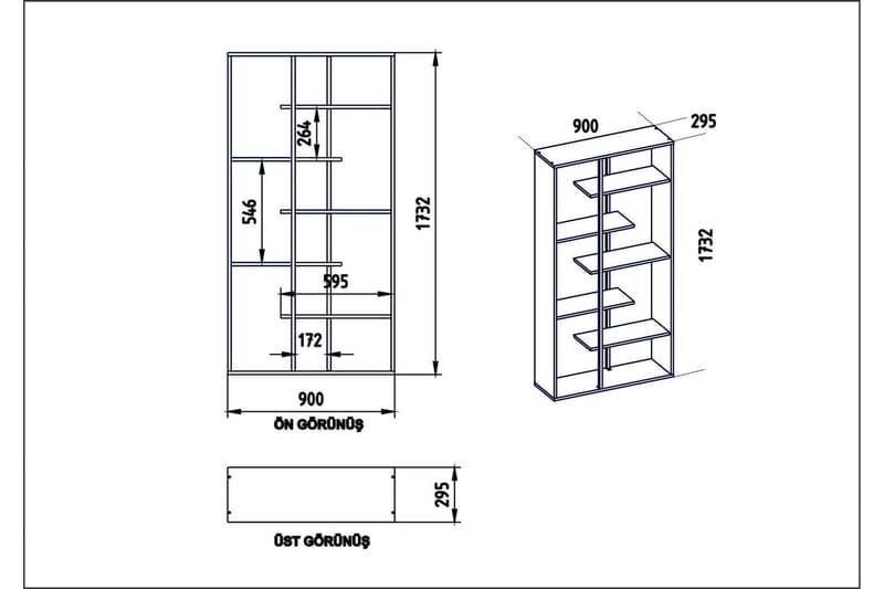 Zallar Bokhylla 90 cm - Valnöt|Svart - Förvaring - Hylla - Bokhylla